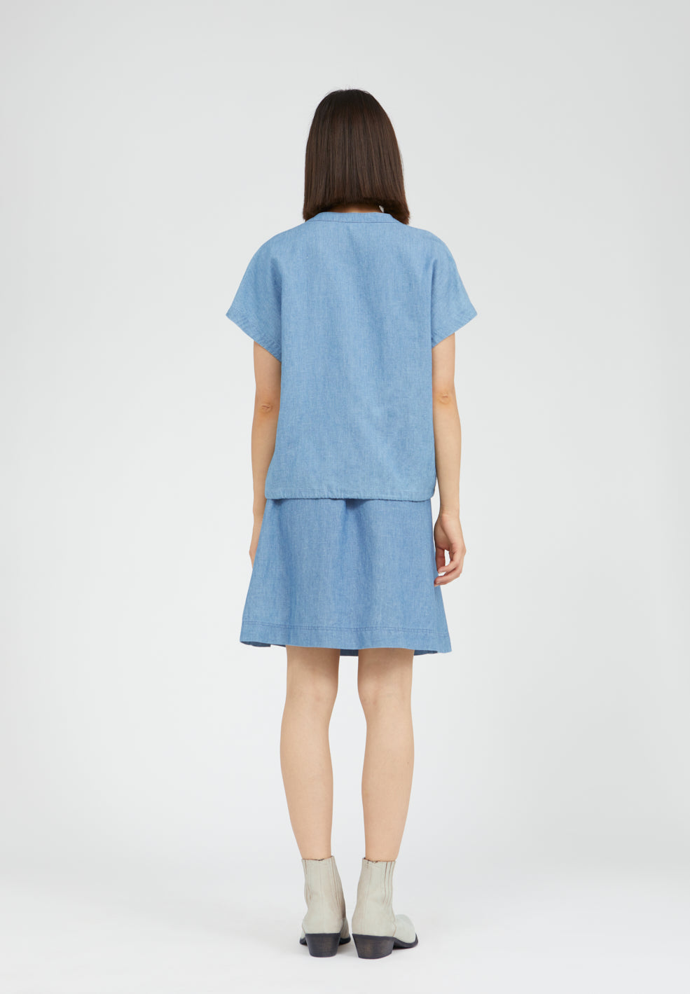 Top léger bleu jean en tencel, coton bio et lin - CIAANA