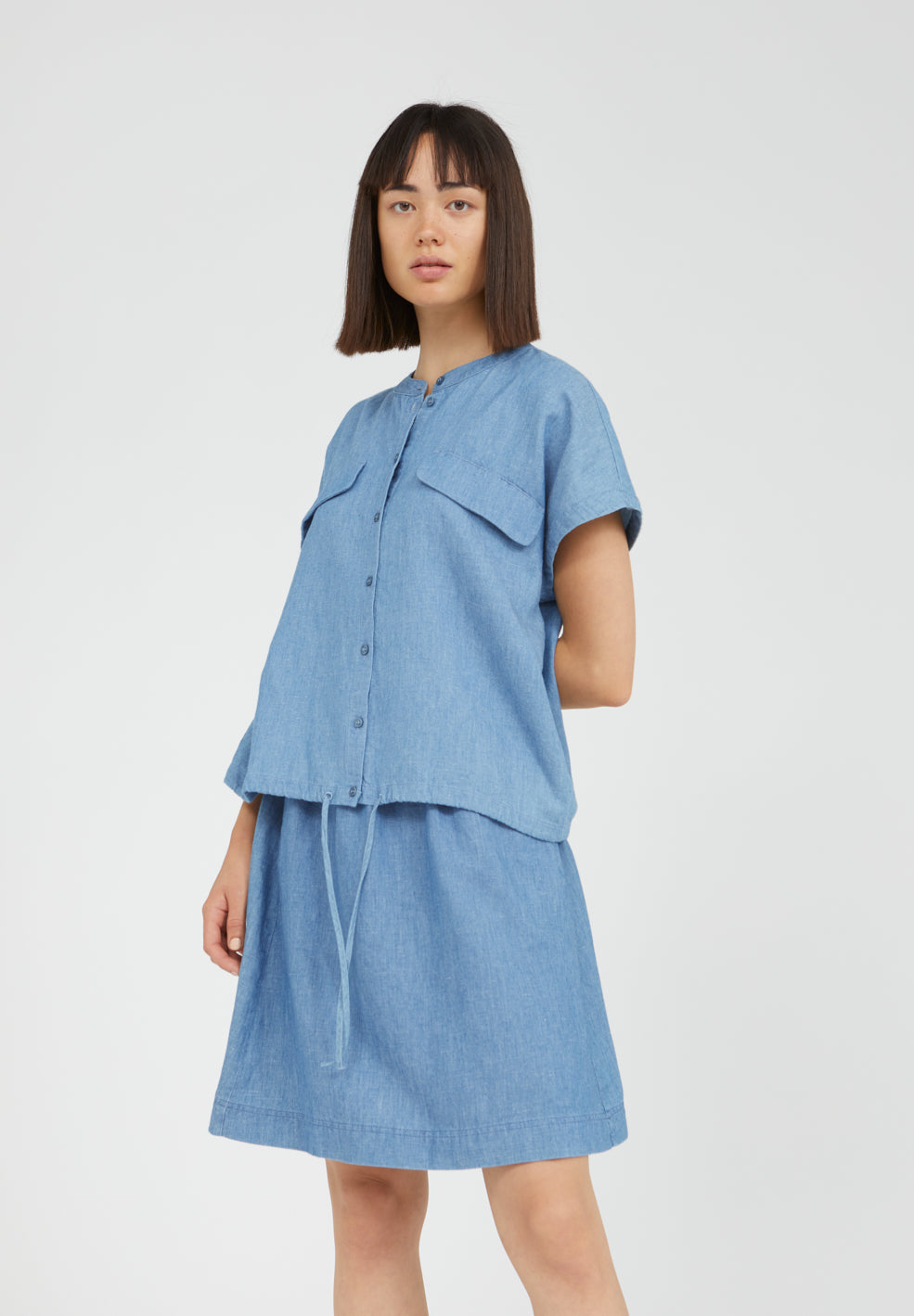 Top léger bleu jean en tencel, coton bio et lin - CIAANA