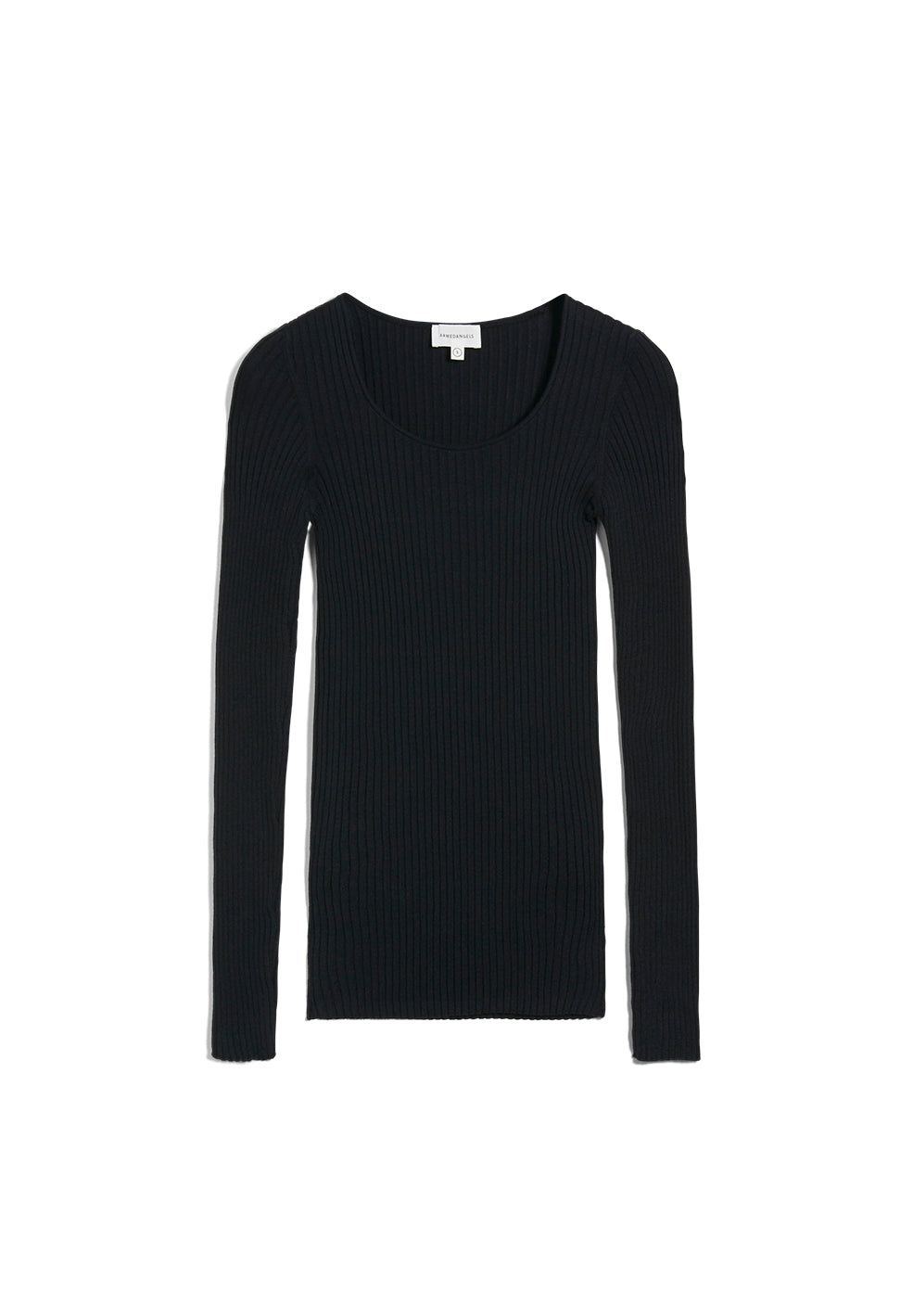 Top côtelé noir en coton bio - alaania crewneck black
