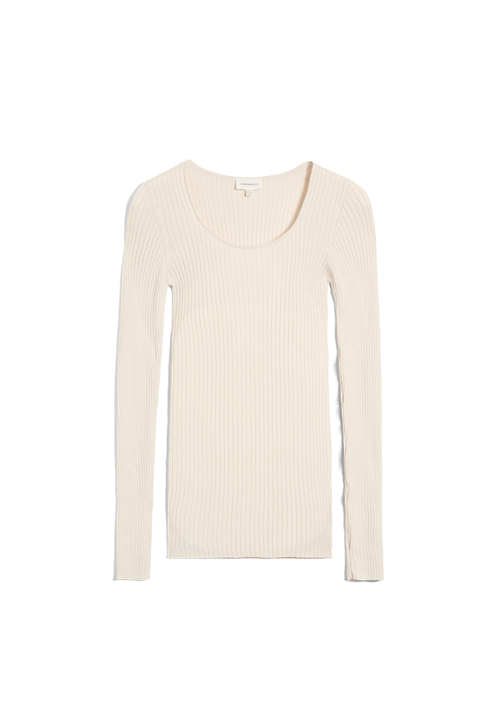 Top côtelé écru en coton bio - alaania crewneck oatmilk