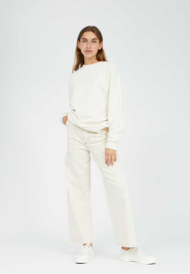 Sweat oversize écru en coton bio - aarin undyed