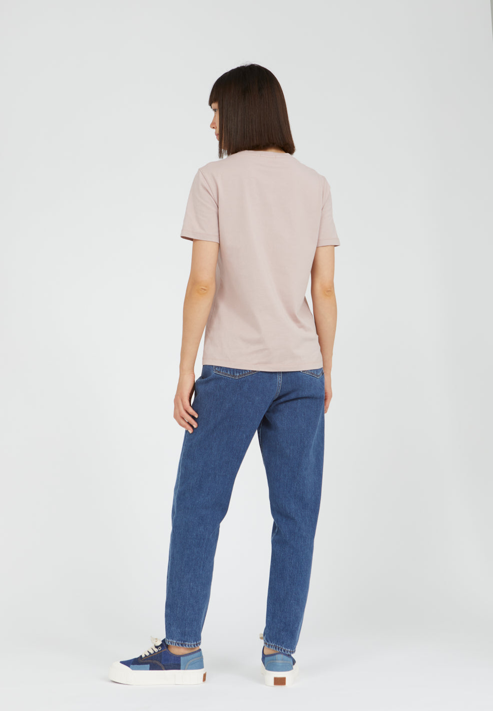 T-shirt imprimé vieux rose en coton bio - MARAA STATEMENT STROKE