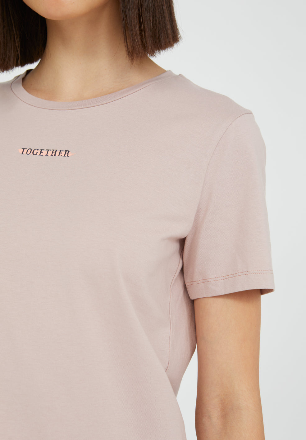 T-shirt imprimé vieux rose en coton bio - MARAA STATEMENT STROKE
