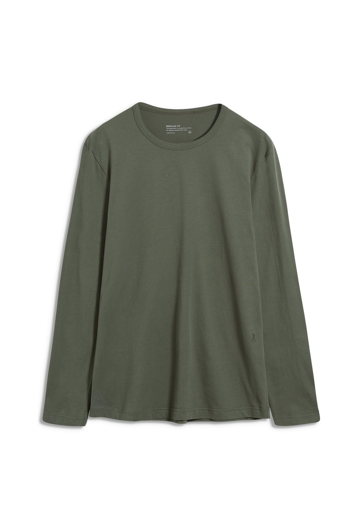 T-shirt vert à manches longues en coton bio - JOHAAN SOFT BRUSHED icy moss