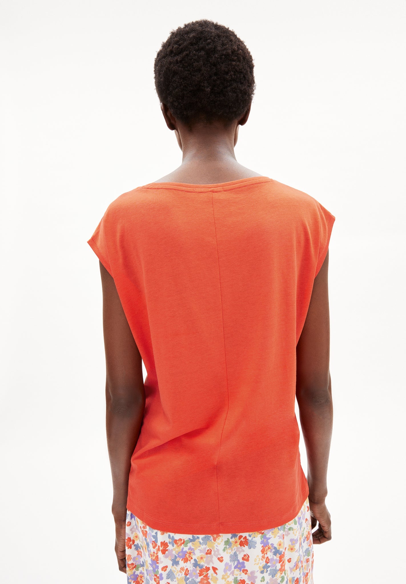 T-shirt orange sanguine en tencel et coton bio - jilaa hibiscus