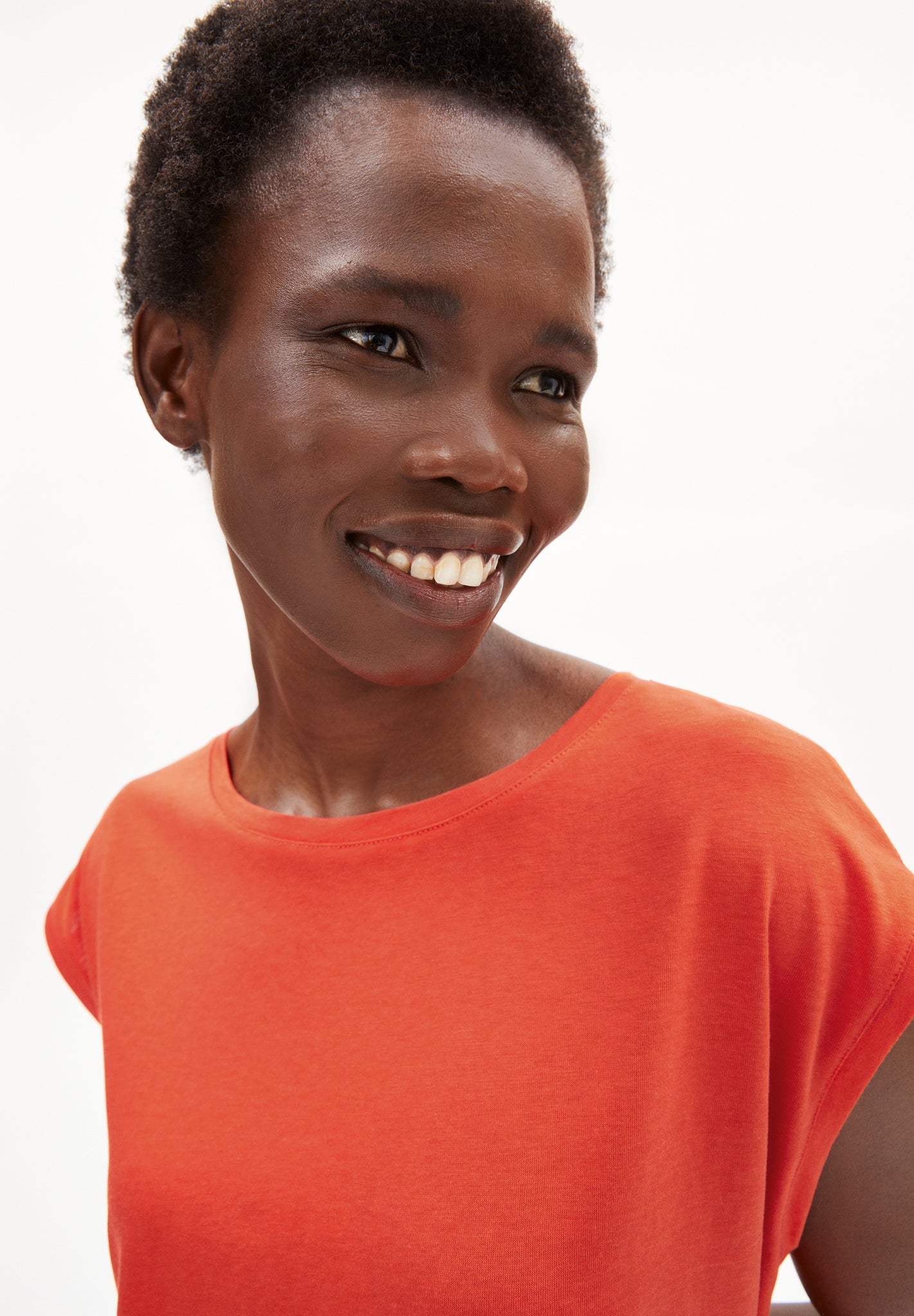 T-shirt orange sanguine en tencel et coton bio - jilaa hibiscus