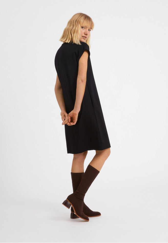 Robe t-shirt noire en coton bio - Hawaa