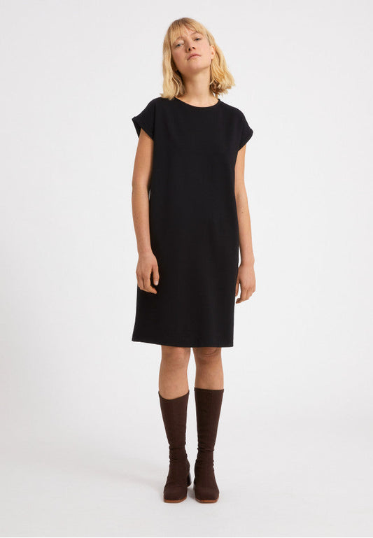 Robe t-shirt noire en coton bio - Hawaa