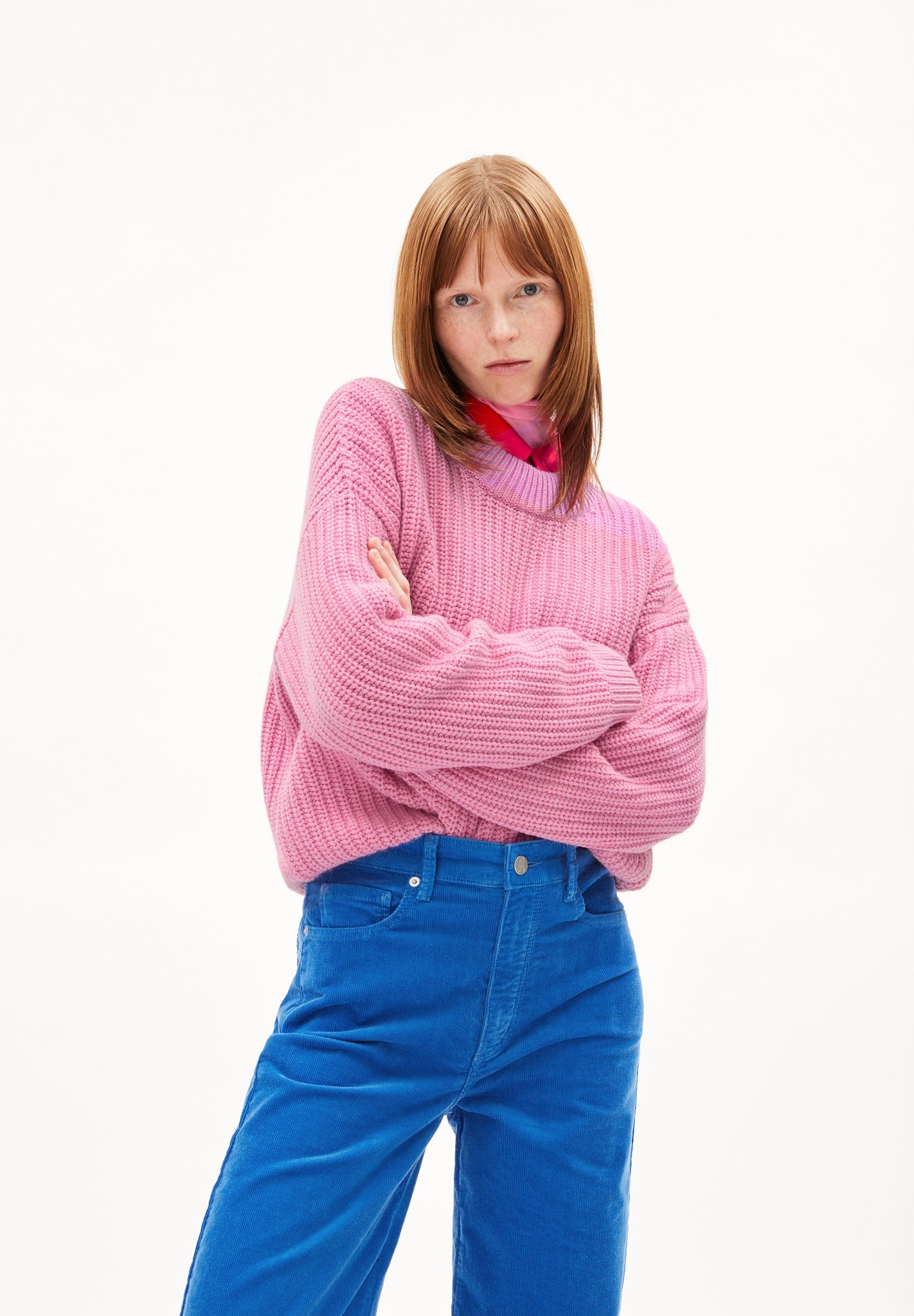 Pull en maille en coton et laine bio | Rose "miyaar solid pink me up"