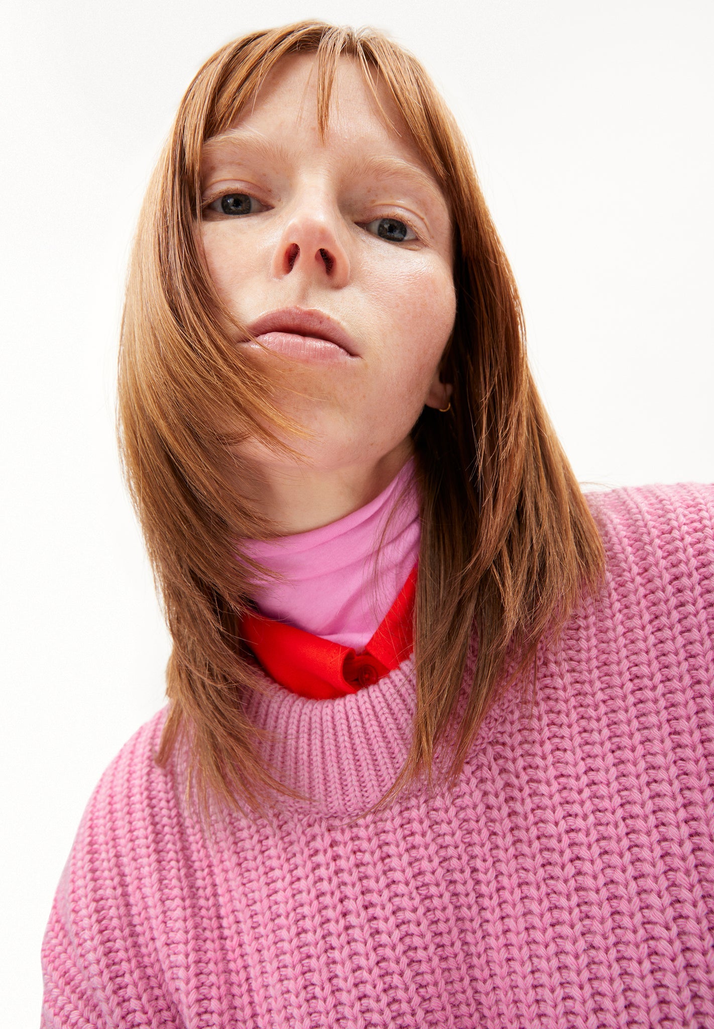 Pull en maille en coton et laine bio | Rose "miyaar solid pink me up"
