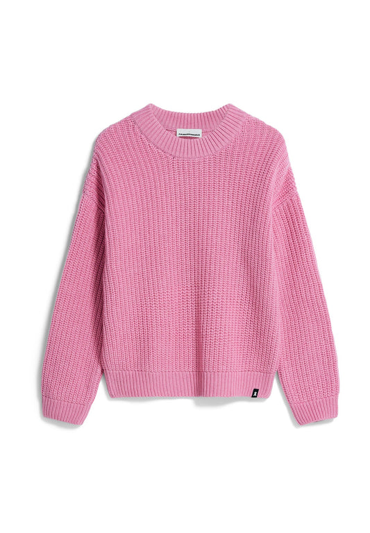 Pull en maille en coton et laine bio | Rose "miyaar solid pink me up"