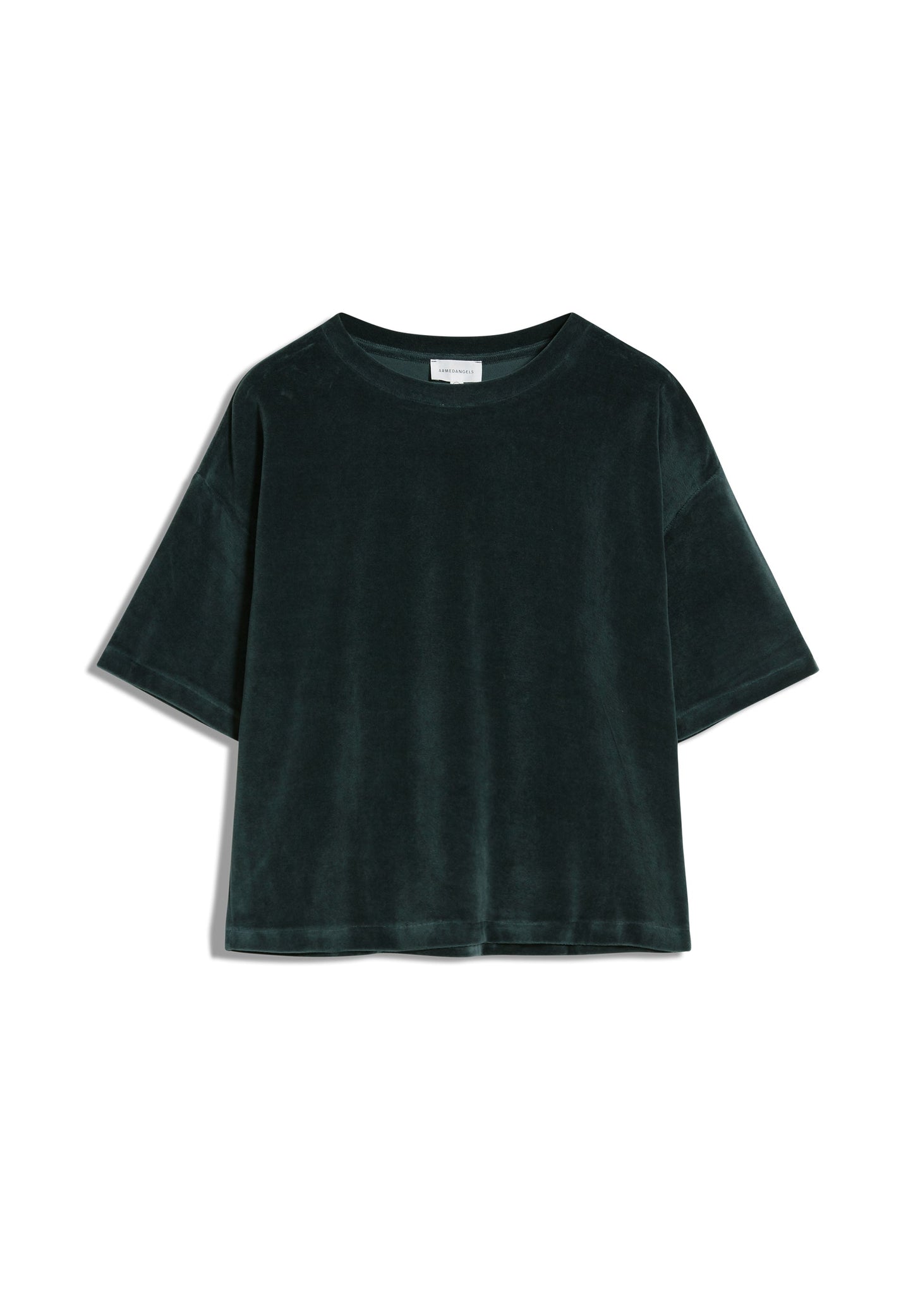 T-shirt ample velours vert foncé en coton bio - maarli vintage green