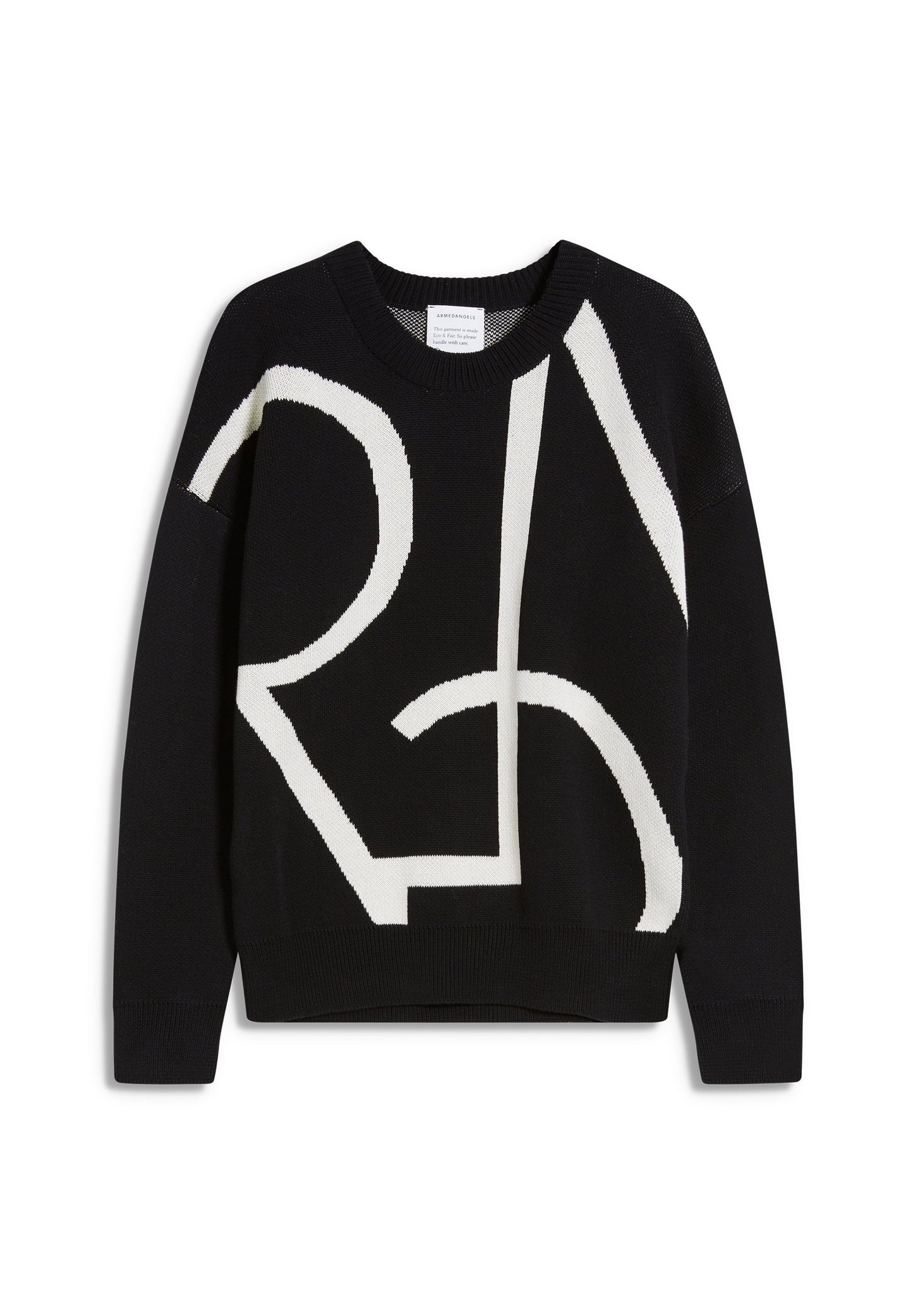 Pull bicolore en coton bio - MANIAA LOGOMANIA black-oatmilk