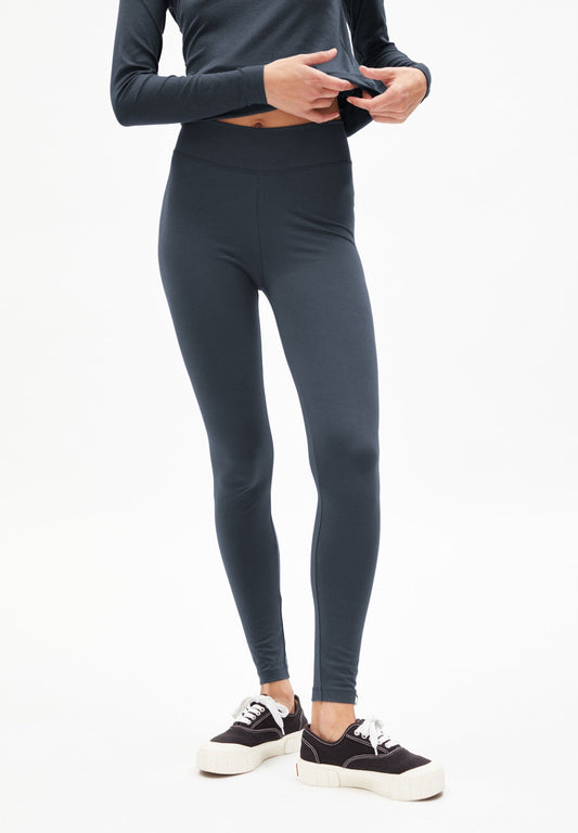 Legging bleu gris en coton bio - Faribaa logo indigo