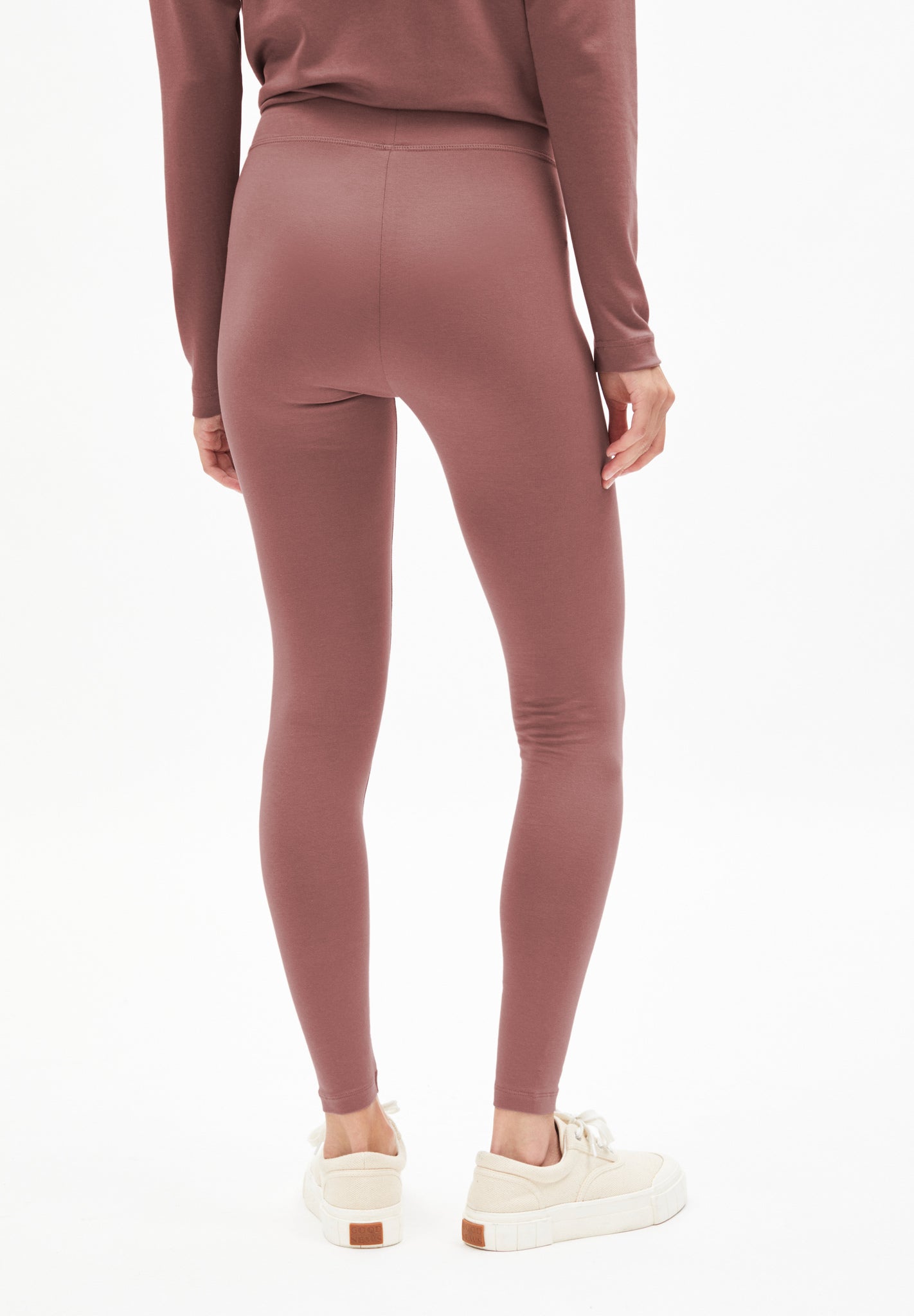 Legging vieux rose en coton bio - FARIBAA LOGO dusty rose