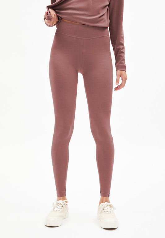 Legging vieux rose en coton bio - FARIBAA LOGO dusty rose