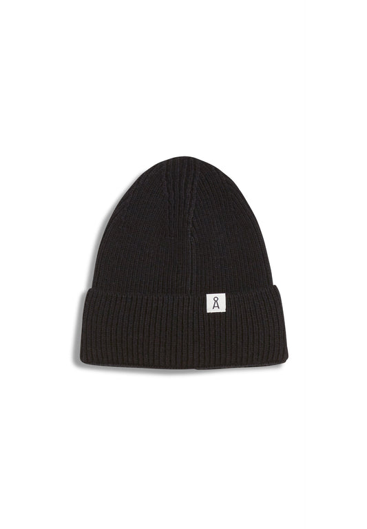 Bonnet noir en coton et laine bio - maax black