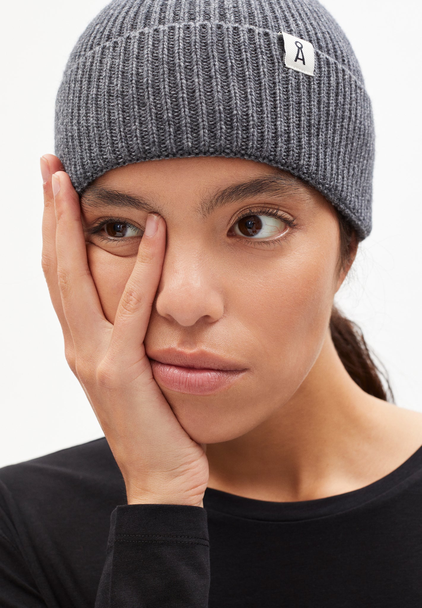 Bonnet gris en coton et laine bio - maax mid grey melange