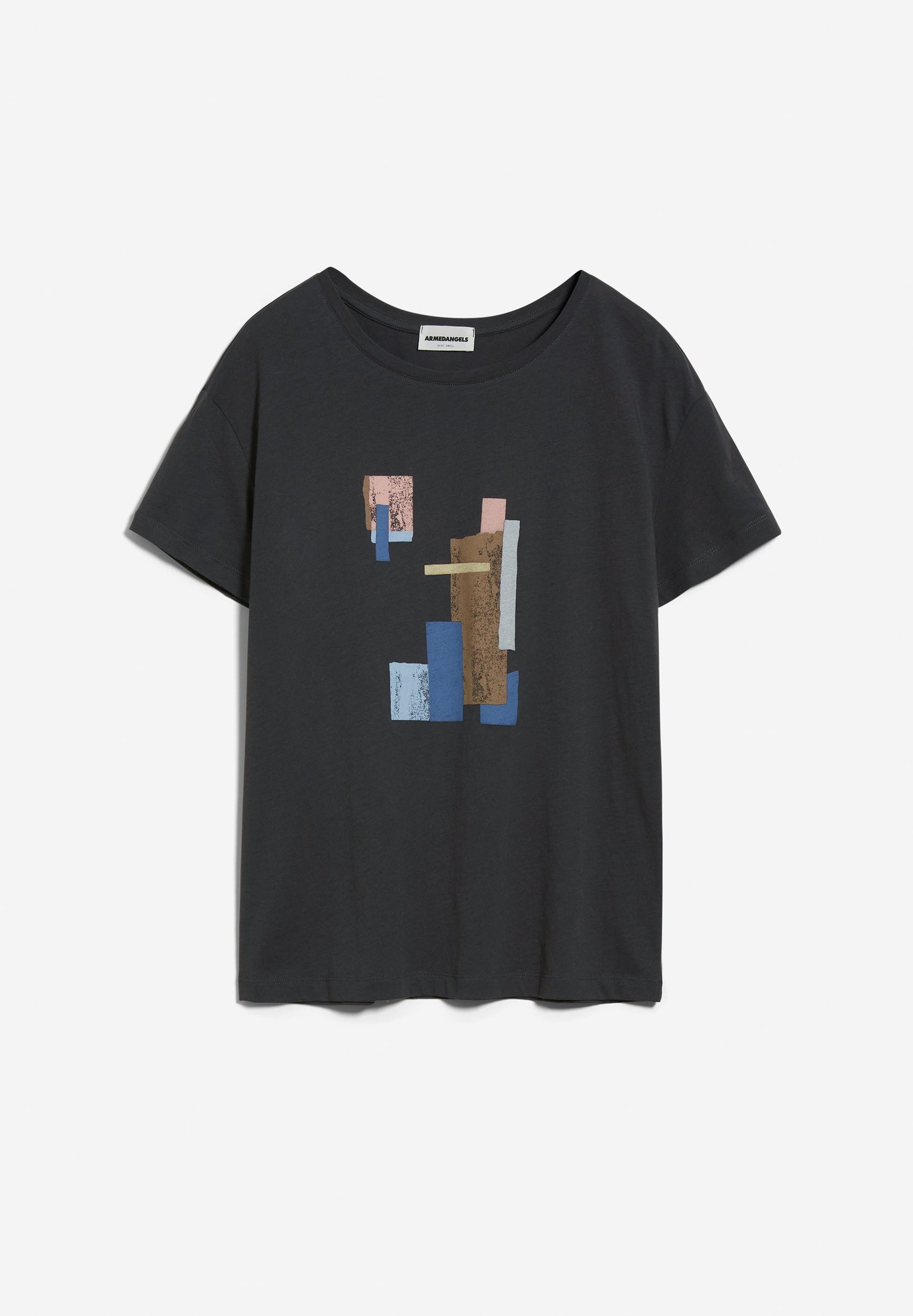 T-shirt graphite imprimé en coton bio - nelaa squares graphite