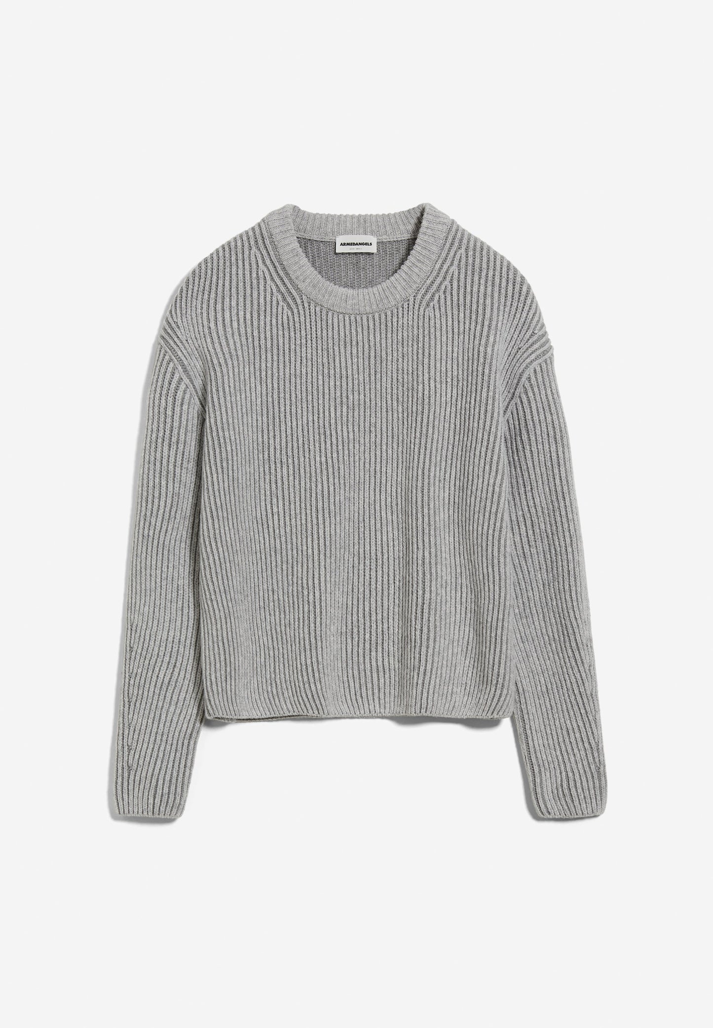 Pull maille en coton et laine bio, et matières recyclées - naaruko light grey melange