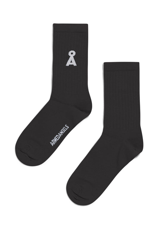 Chaussettes noires en coton bio et matière recyclée - saamu bold stripes black