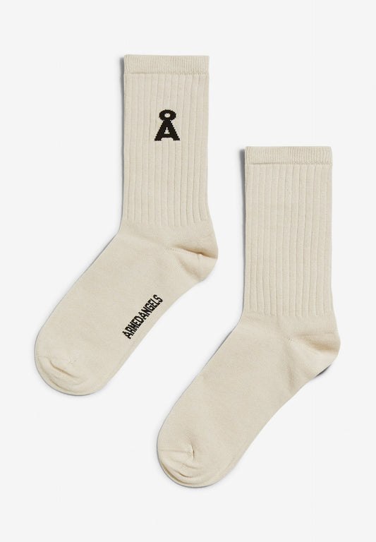 Chaussettes écru en coton bio et matière recyclée - saamu bold stripes raw