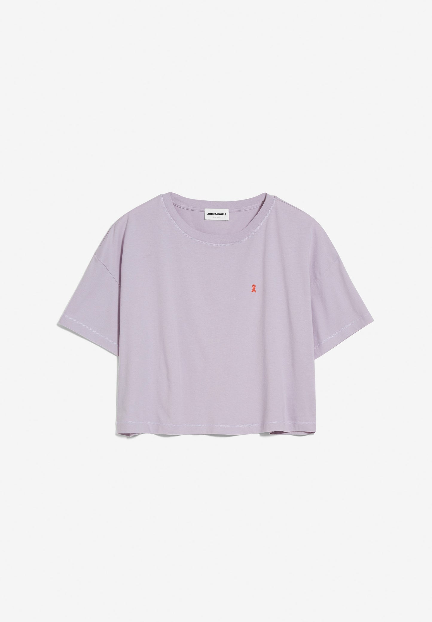 T-shirt lilas en coton bio avec broderie - chaarlotte purple noise
