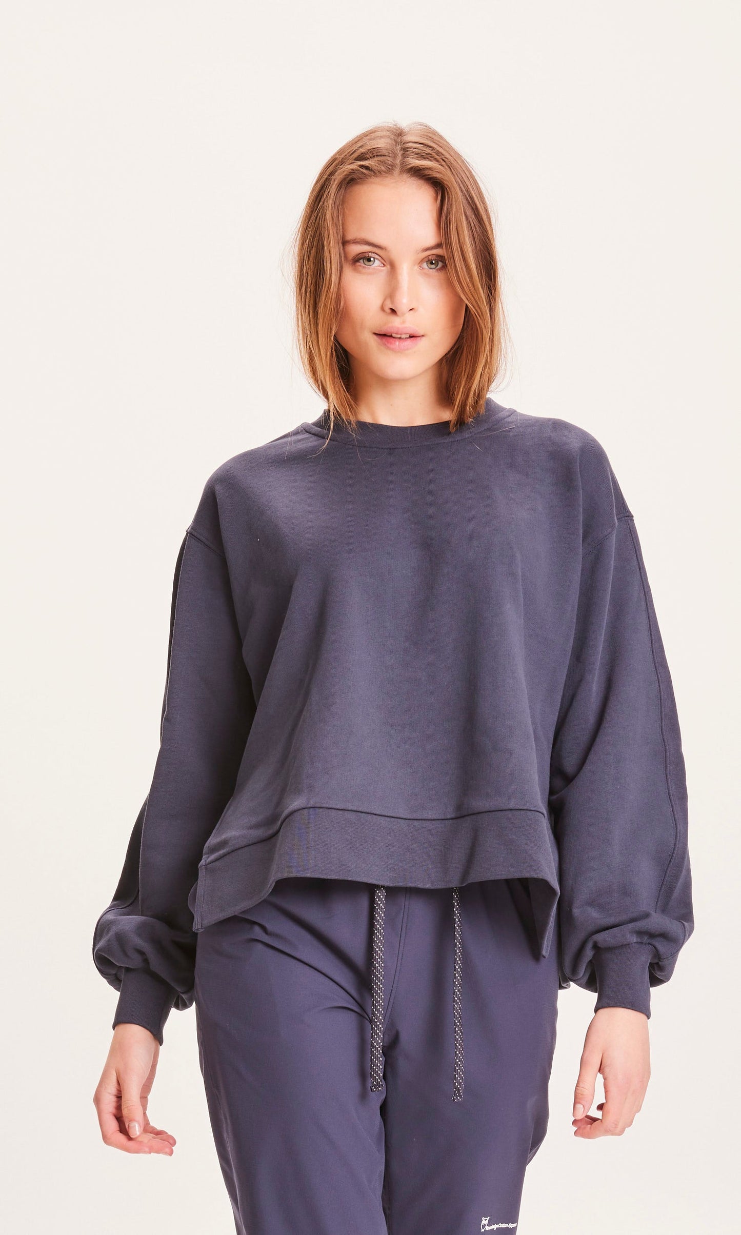 Sweat oversize marine en coton bio - a-shape sweat china blue