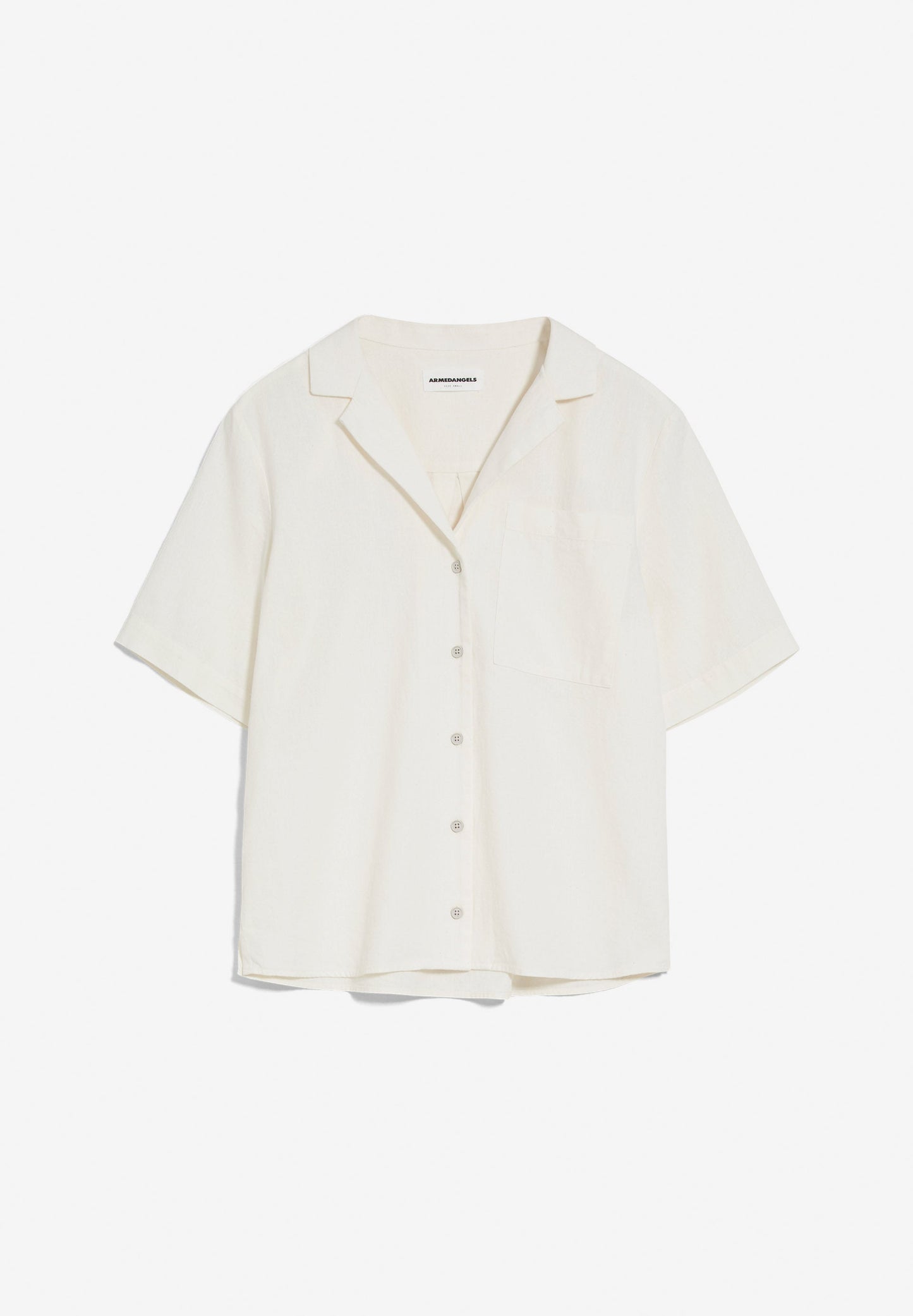 Chemise manches courtes écru en coton bio et lin - cameliaa lino off white