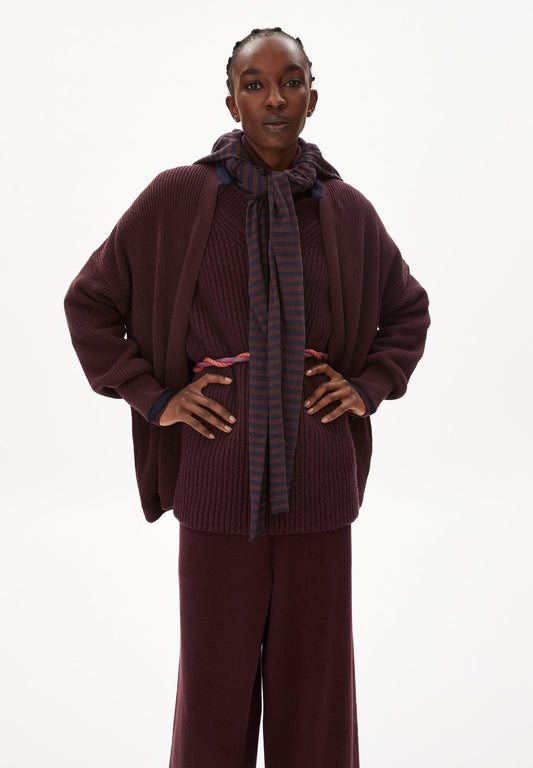 Gilet en maille prune en coton bio - vildanaa soft fudge