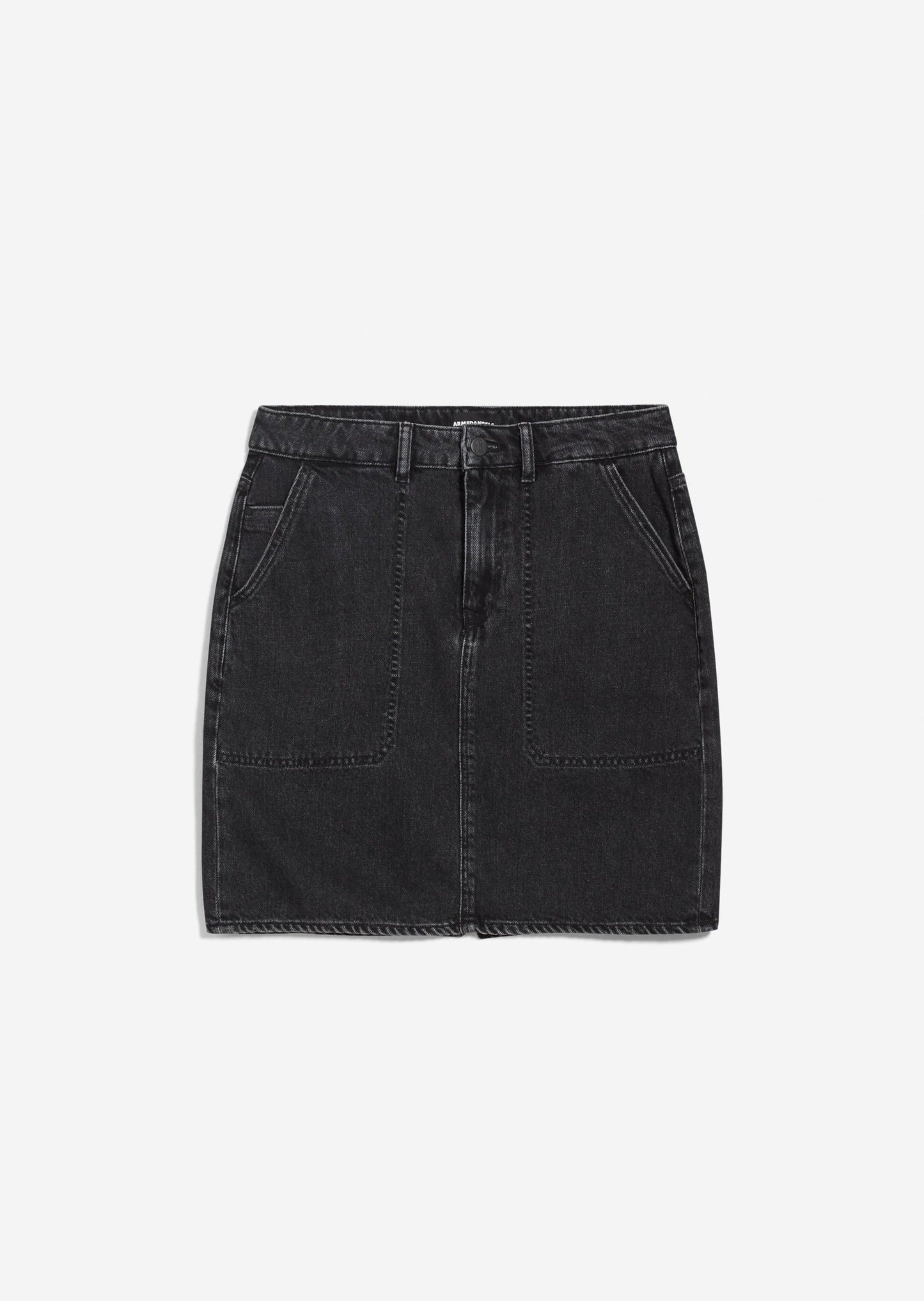 Jupe en jean noire en coton bio - aavenia washed down black