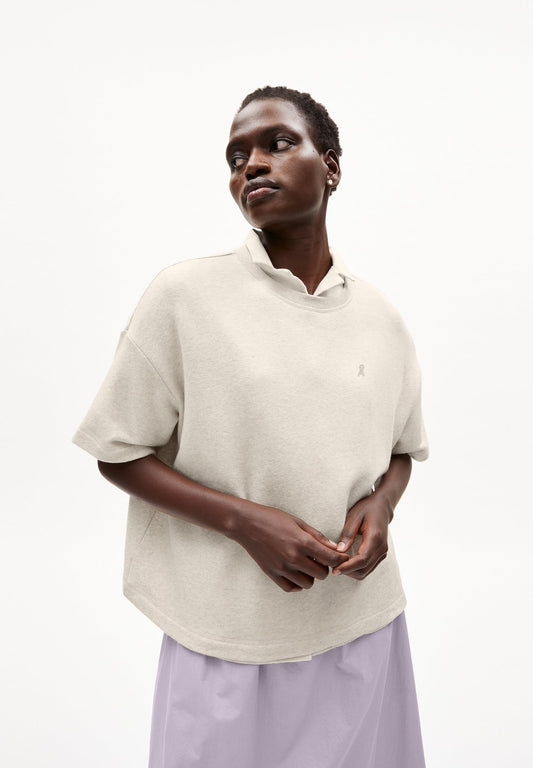 T-shirt épais beige en coton bio - maarieka light desert melange