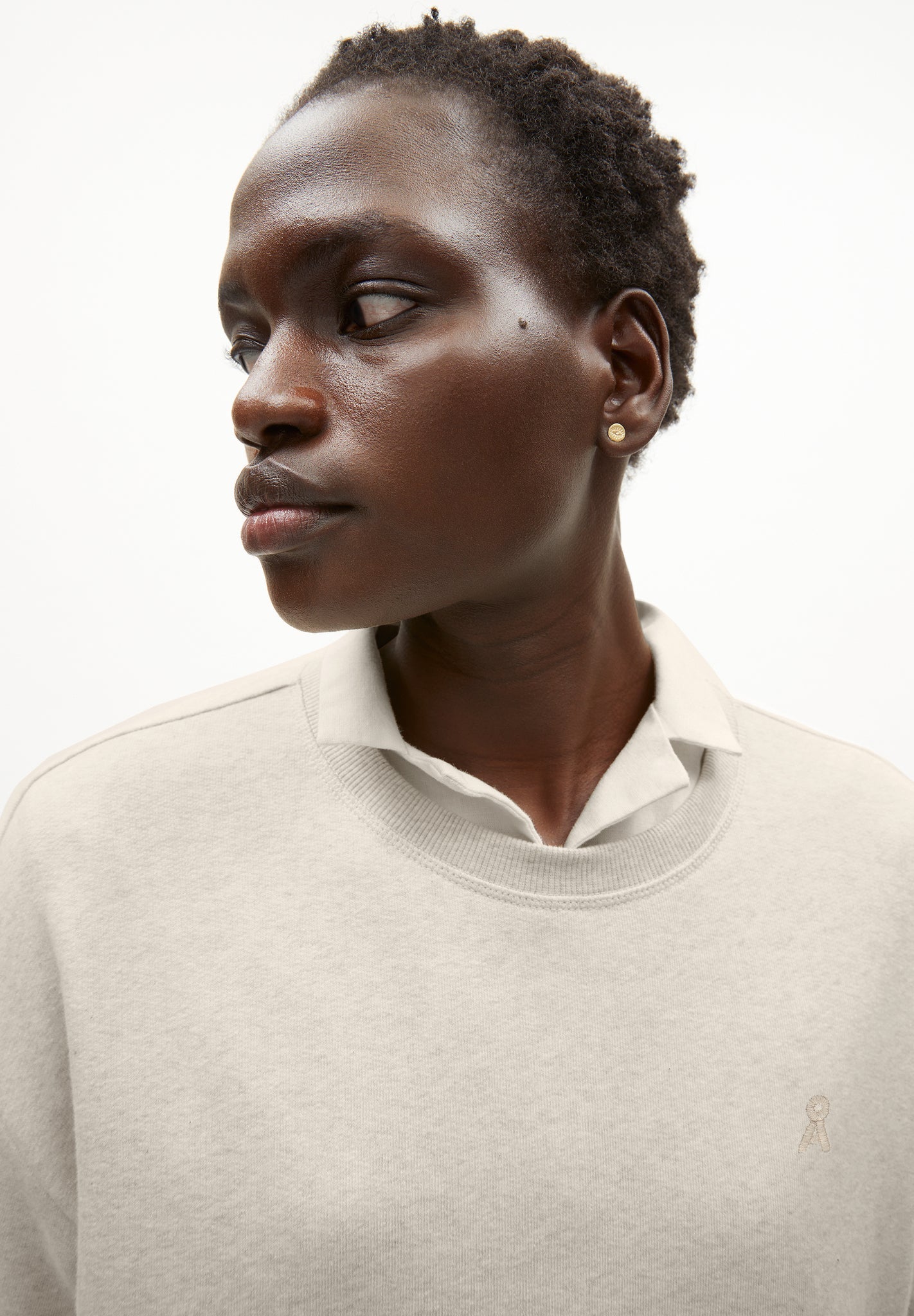 T-shirt épais beige en coton bio - maarieka light desert melange