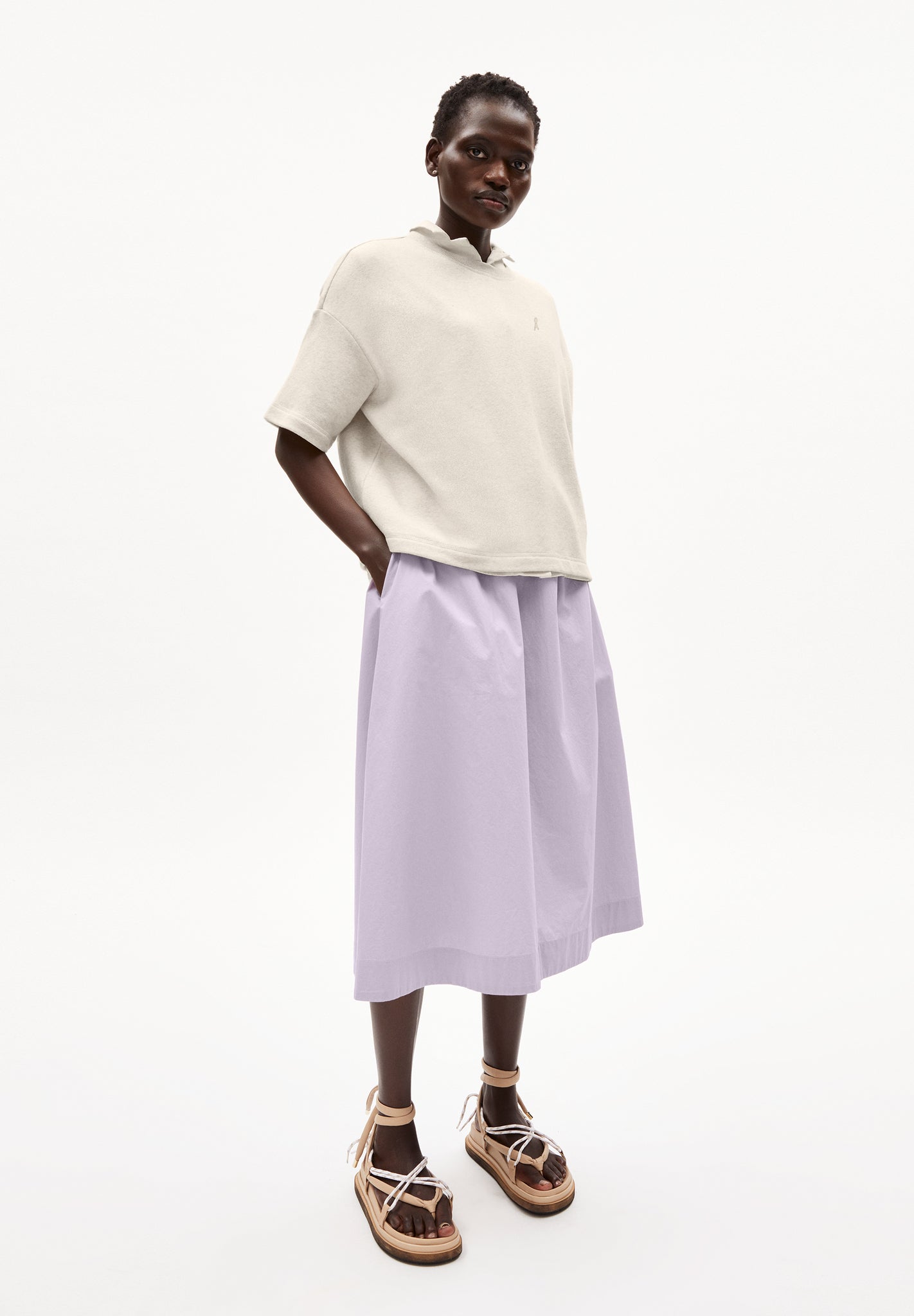 T-shirt épais beige en coton bio - maarieka light desert melange