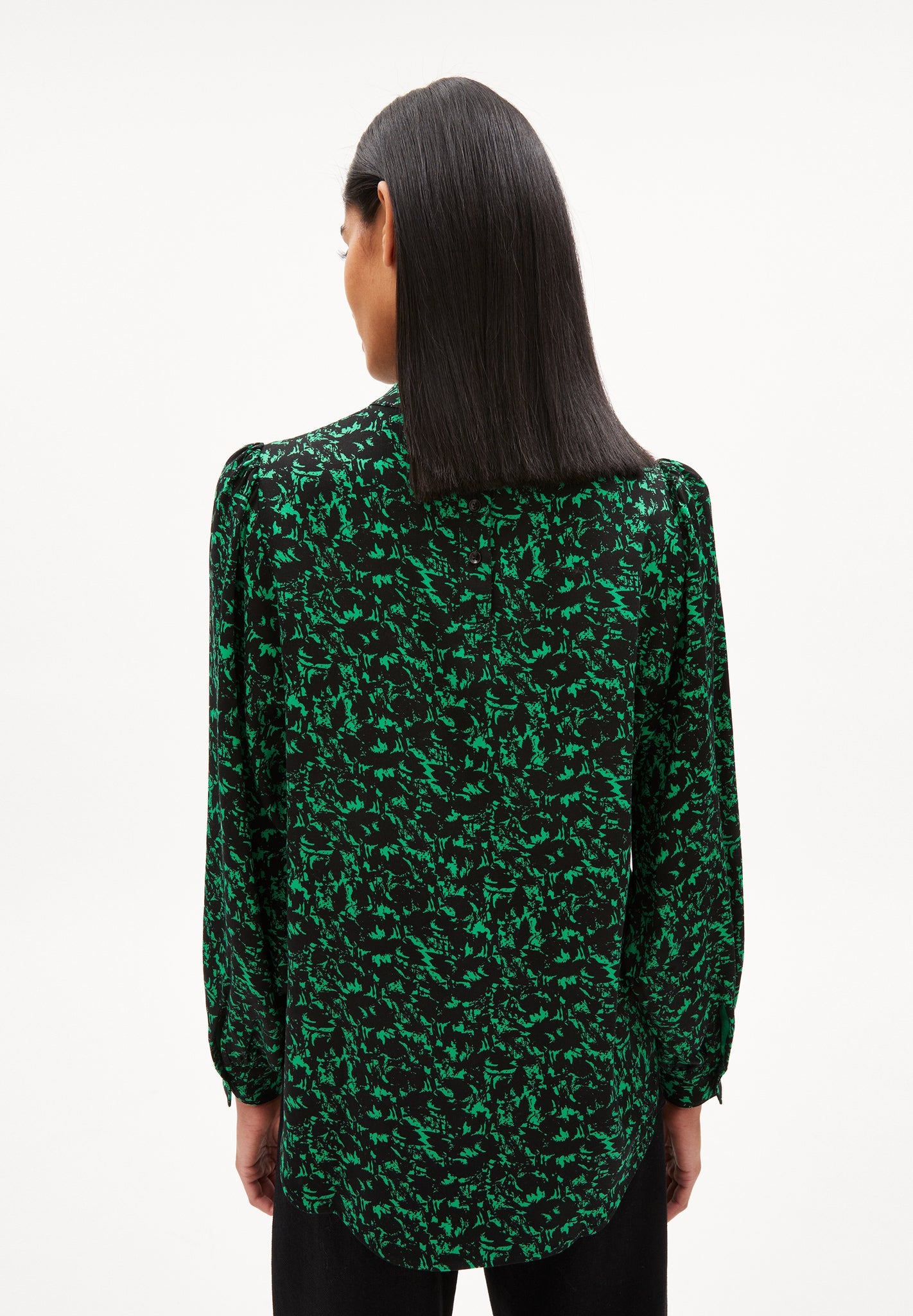 Blouse col cheminée à motifs en viscose ecovero - maacy abstract flash green