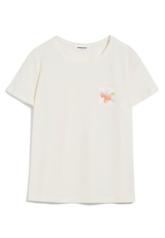 T-shirt écru imprimé en coton bio non teinté - nelaa gradient flower undyed