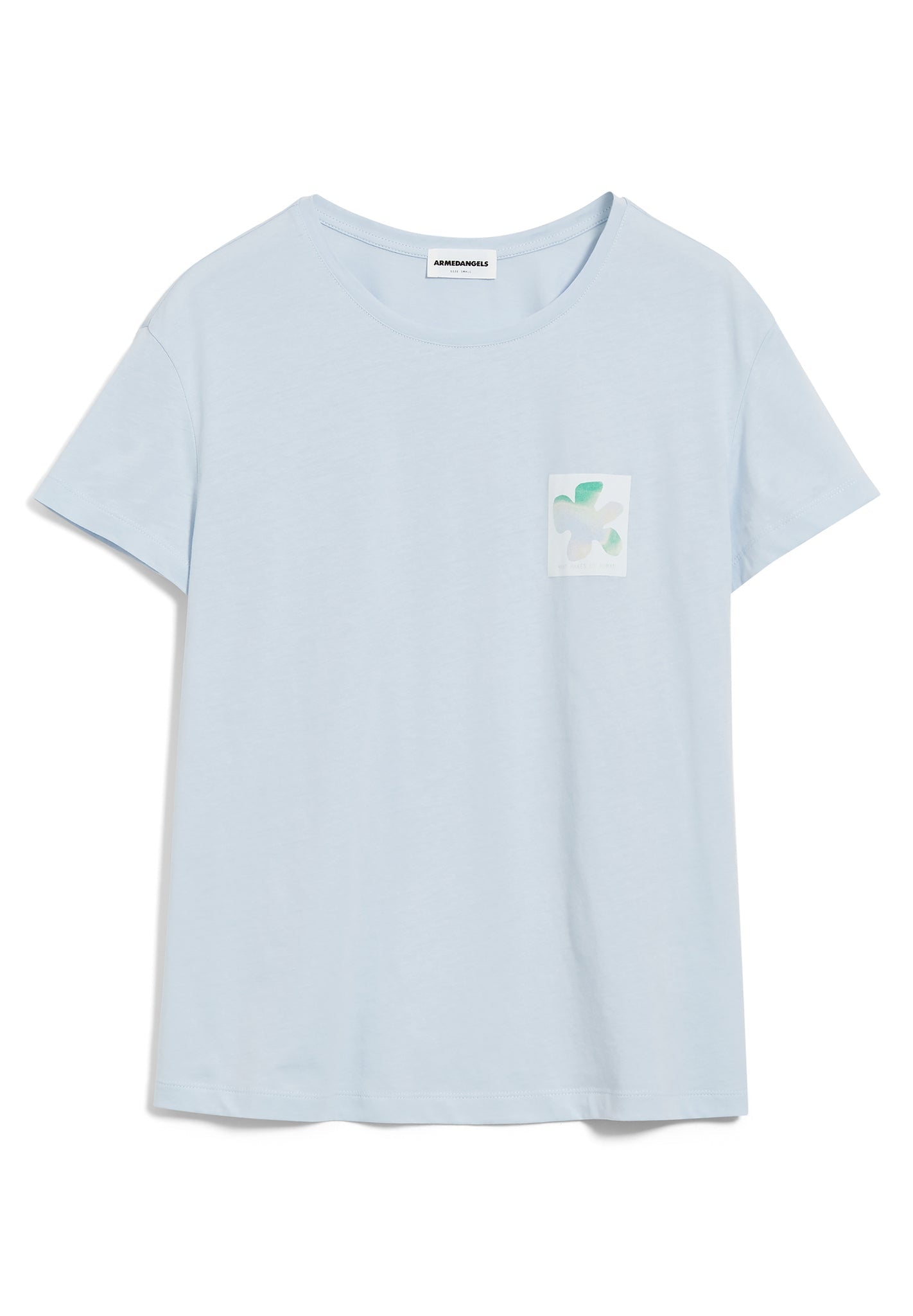 T-shirt bleu ciel en coton bio - nelaa gradient flower morning sky