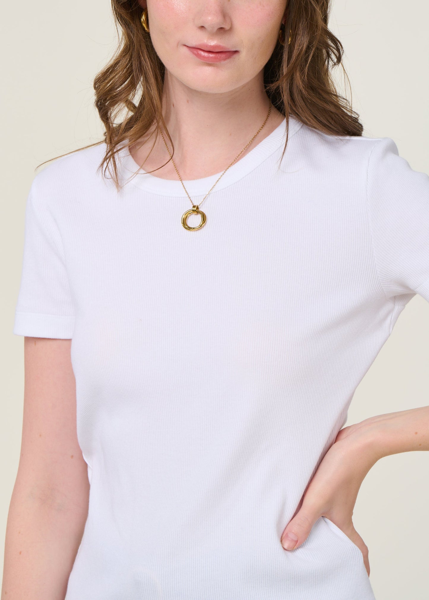 T-shirt côtelé en coton bio | blanc "kardaa white"