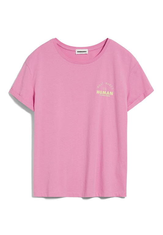 T-shirt imprimé rose framboise en coton bio - naalin elements raspberry pink
