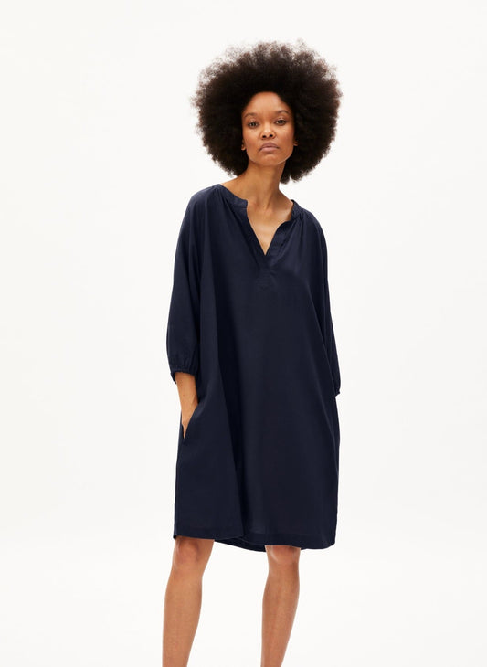 Robe fluide marine en tencel - priscaa night sky