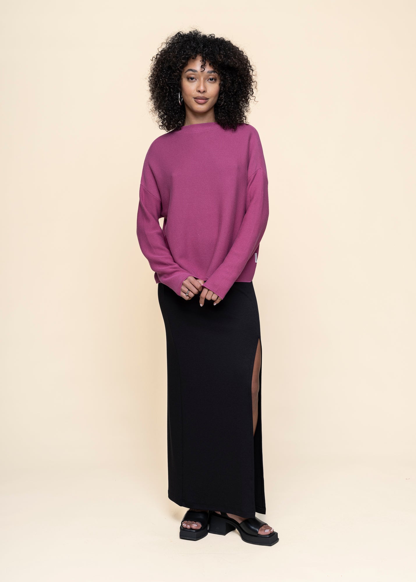 Pull ample en coton bio | rose "merinaa links links crushed berry"