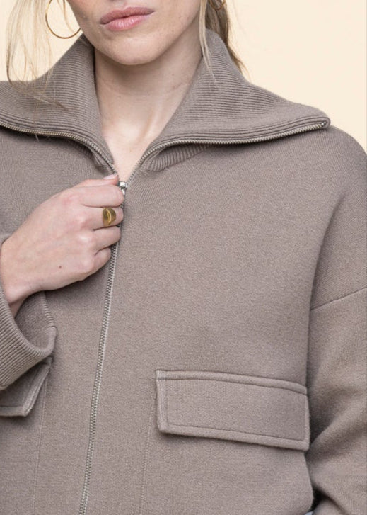 Veste en coton et laine bio | marron "joaniaas - shiitake"