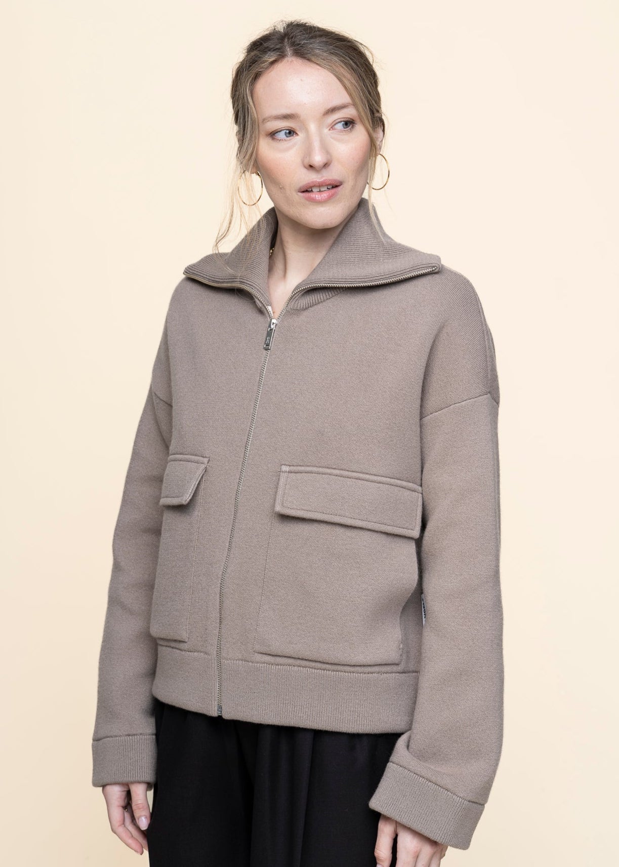 Veste en coton et laine bio | marron "joaniaas - shiitake"
