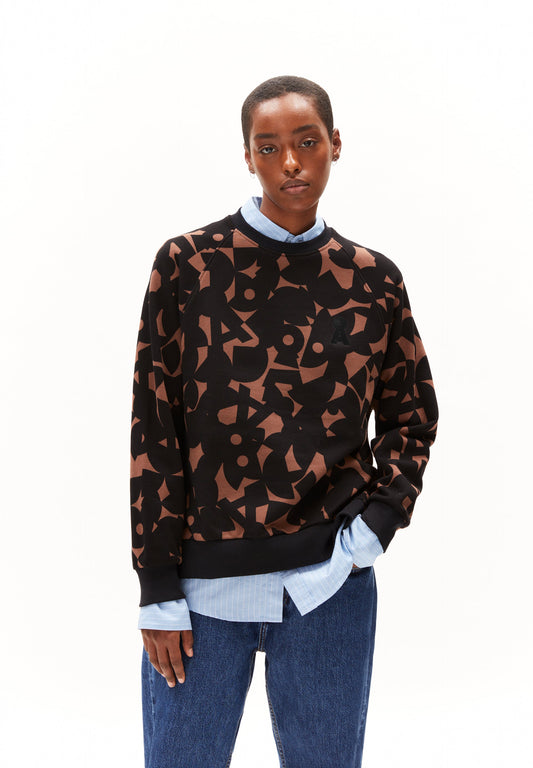 Pull à motifs en coton bio | Marron et noir "giovannaa abstract a deep brown"