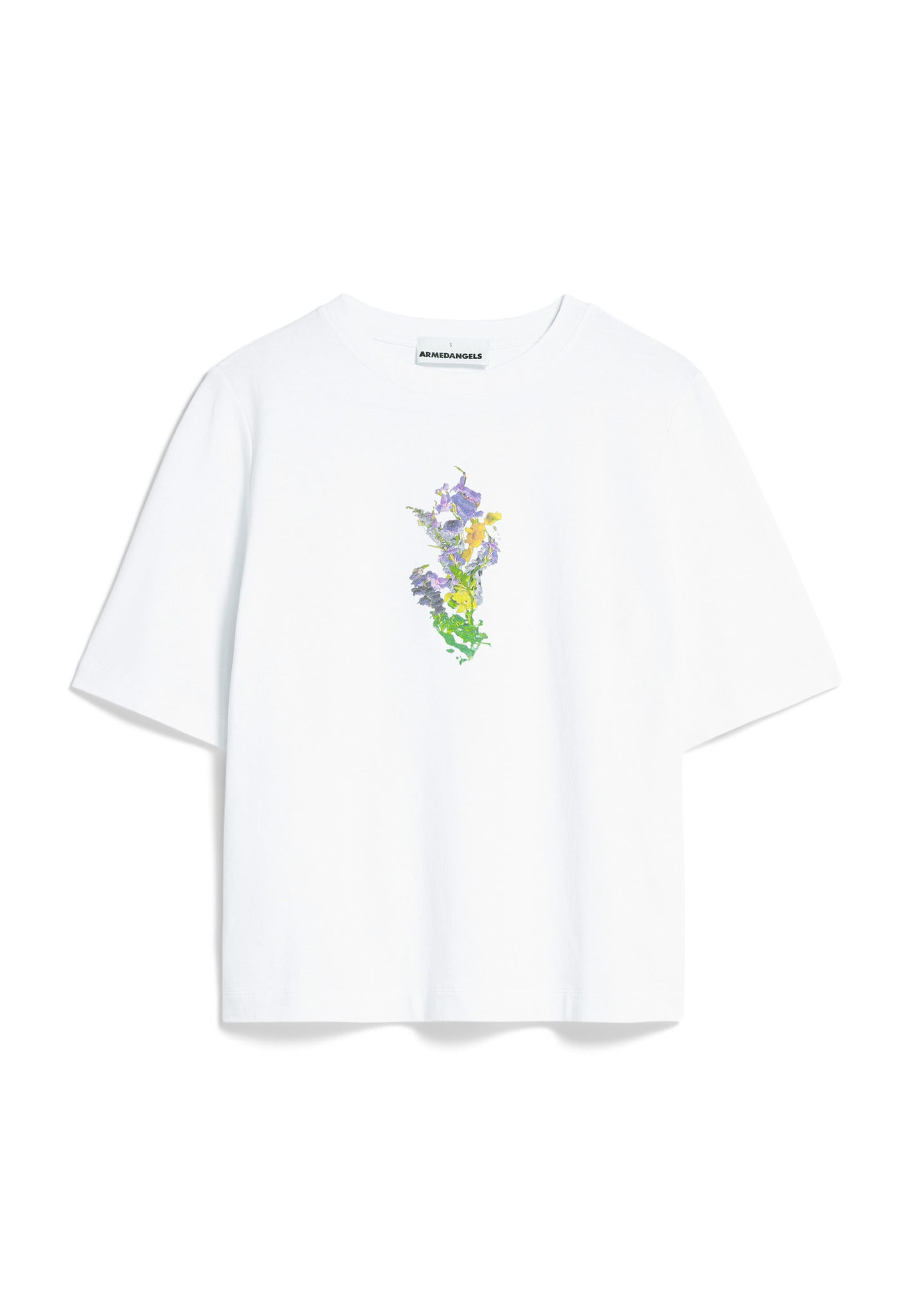 T-shirt manches courtes en coton bio | Blanc "layaa melted flower white"