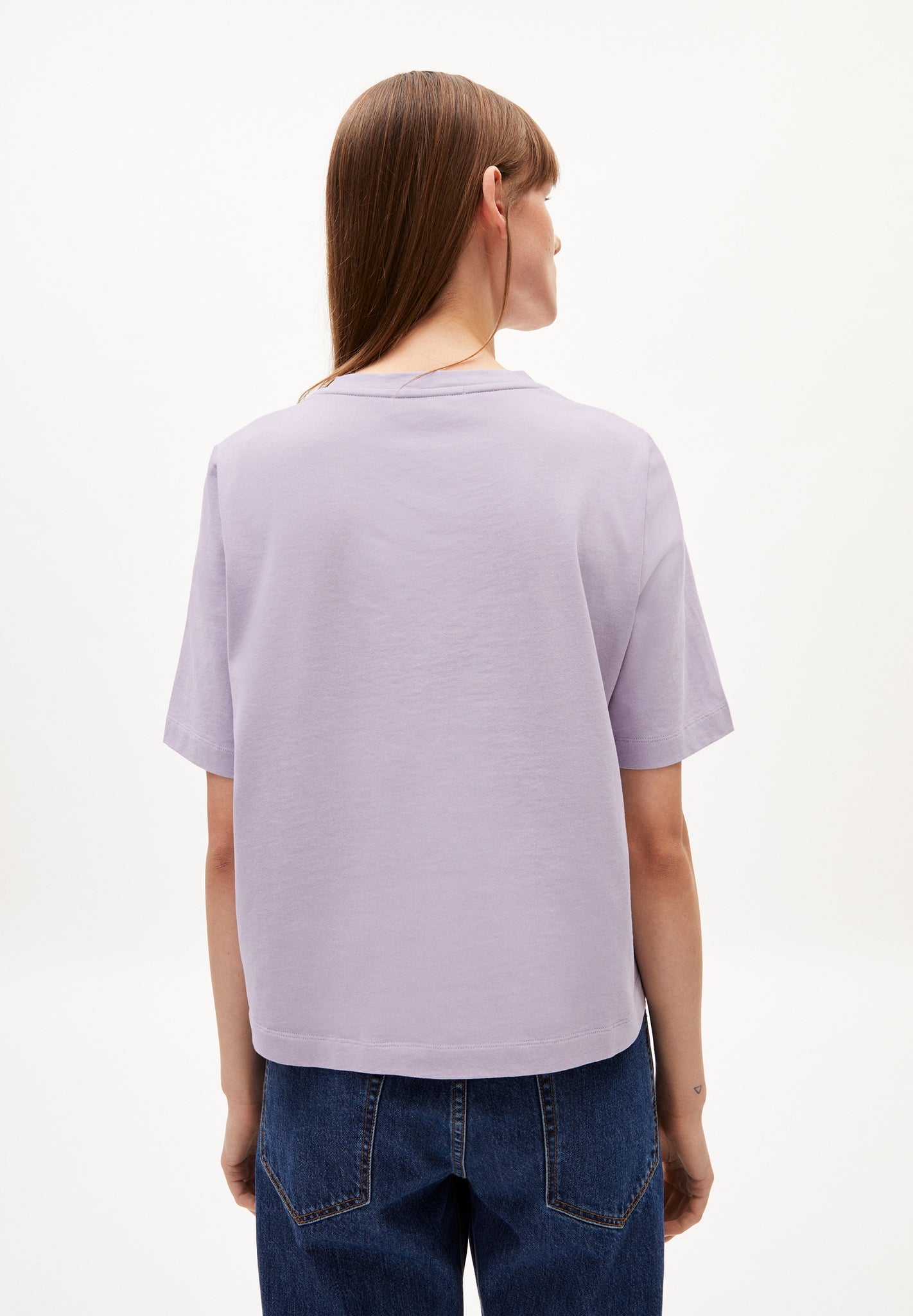 T-shirt manches courtes en coton bio | Violet "layaa melted flower light purple stone"