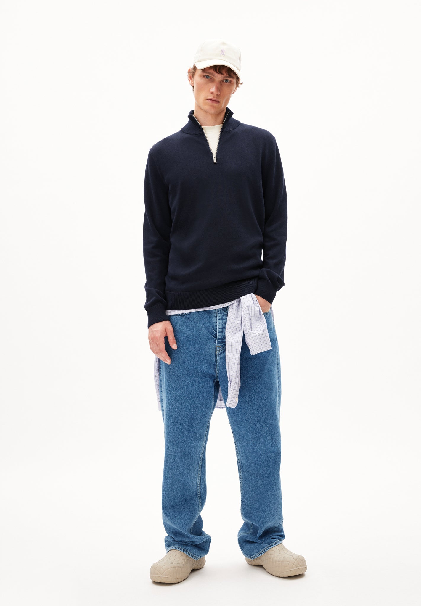 Sweat col zippé en coton bio | marine "faabes night sky"