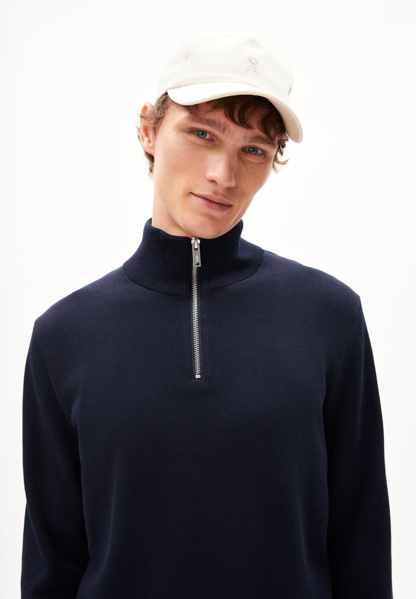Sweat col zippé en coton bio | marine "faabes night sky"