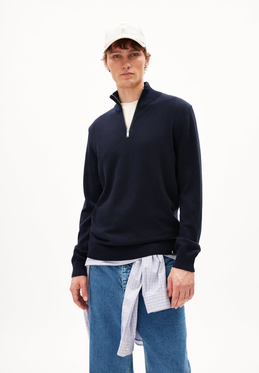 Sweat col zippé en coton bio | marine "faabes night sky"