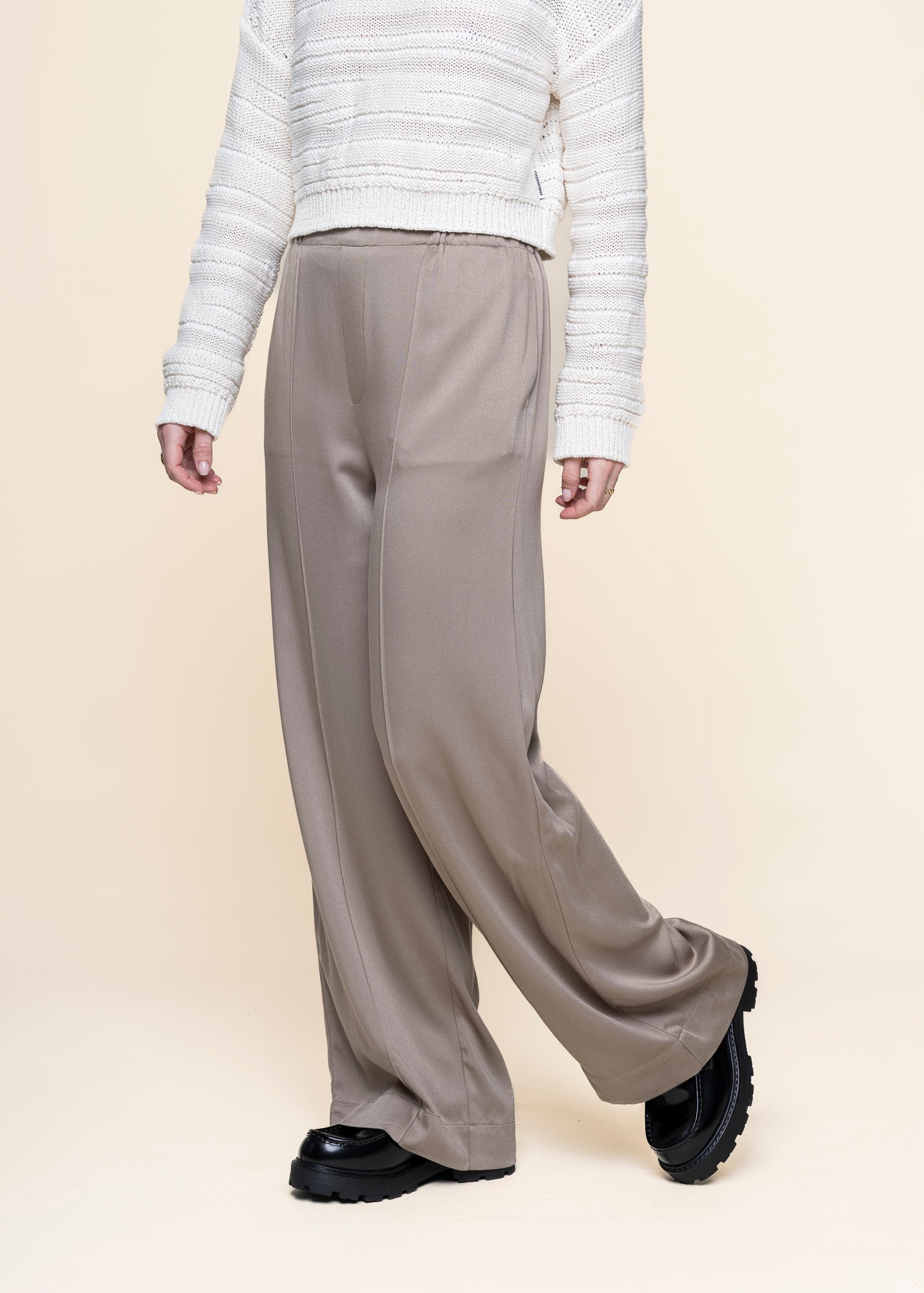 Pantalon ample en ecovero | beige "jonvaalie - shiitake"